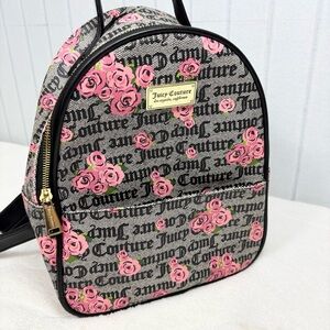 Juicy Couture Pink Rose‎ Print Black Logo Faux Leather
Backpack